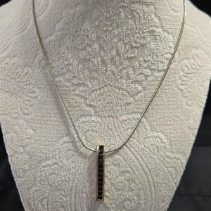 Bar Pendant Black Onyx 16" Necklace